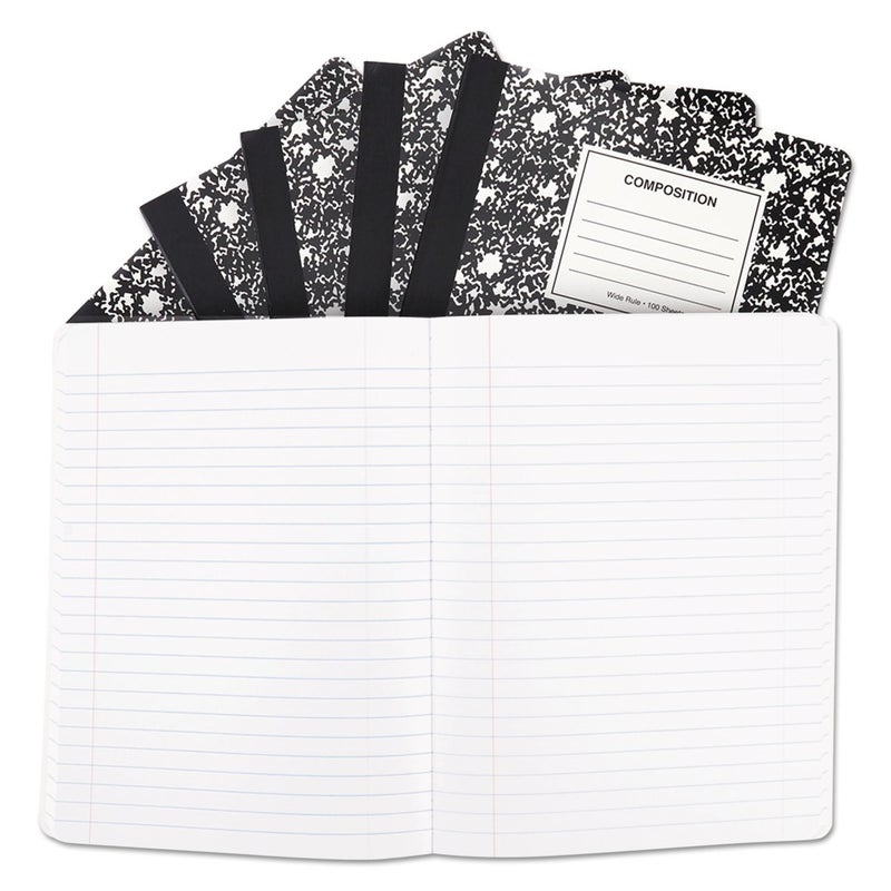Universal UNV20936 9.75 in. x 7.5 in. 100-Sheet Composition Book - Wide/Legal Rule, Black Marble Cover (6/Pack) - Image 3
